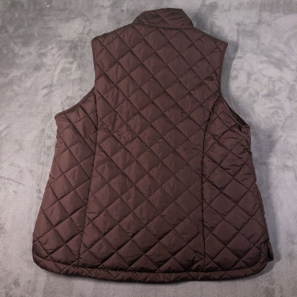 Lands End Quilted Vest Womens Size XL Brown Full Zip Pockets Outdoors NEW - Picture 3 of 7